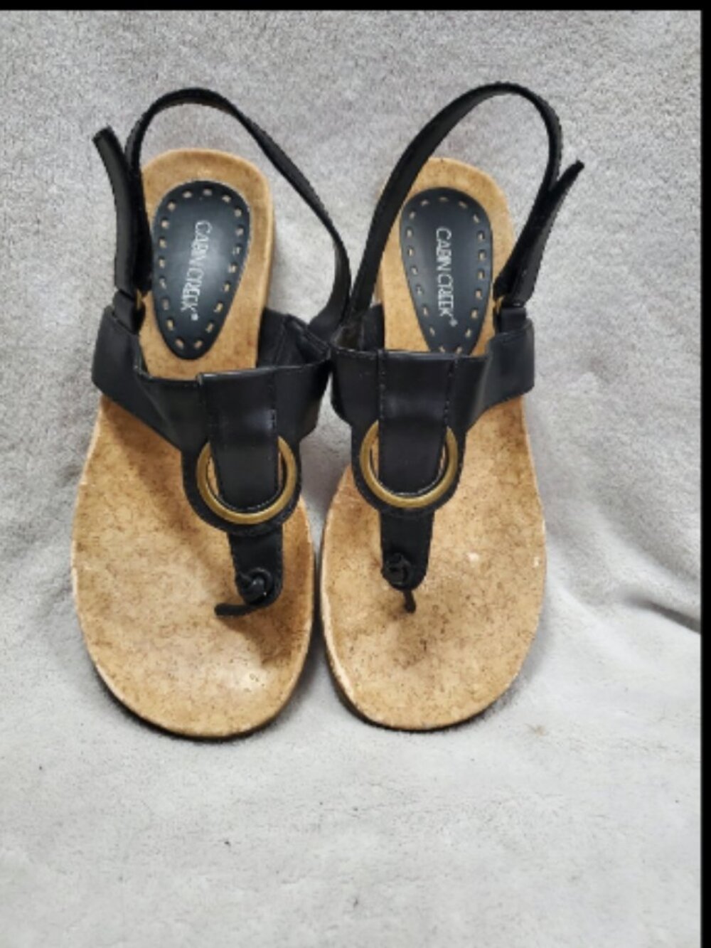 Cabin Creek Sandals Cork bottom Leather Strap Women's 9 thin bottom all occasion
